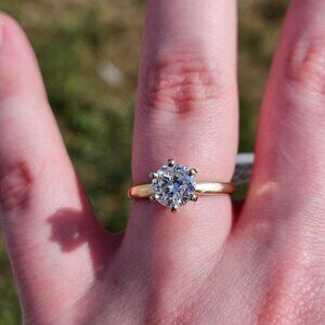 14K Yellow Gold 1.16Ct 6 Prong Diamond Solitaire Engagement Ring 3G Size 6.5